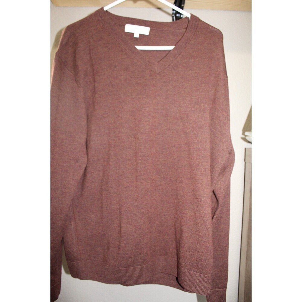 Turnberry Extra Fine Merino Wool Brown V neck Sweater Men's Medium